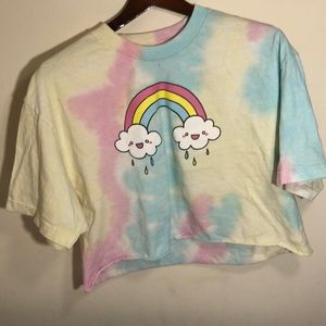 Rainbow tie dye crop T-shirt